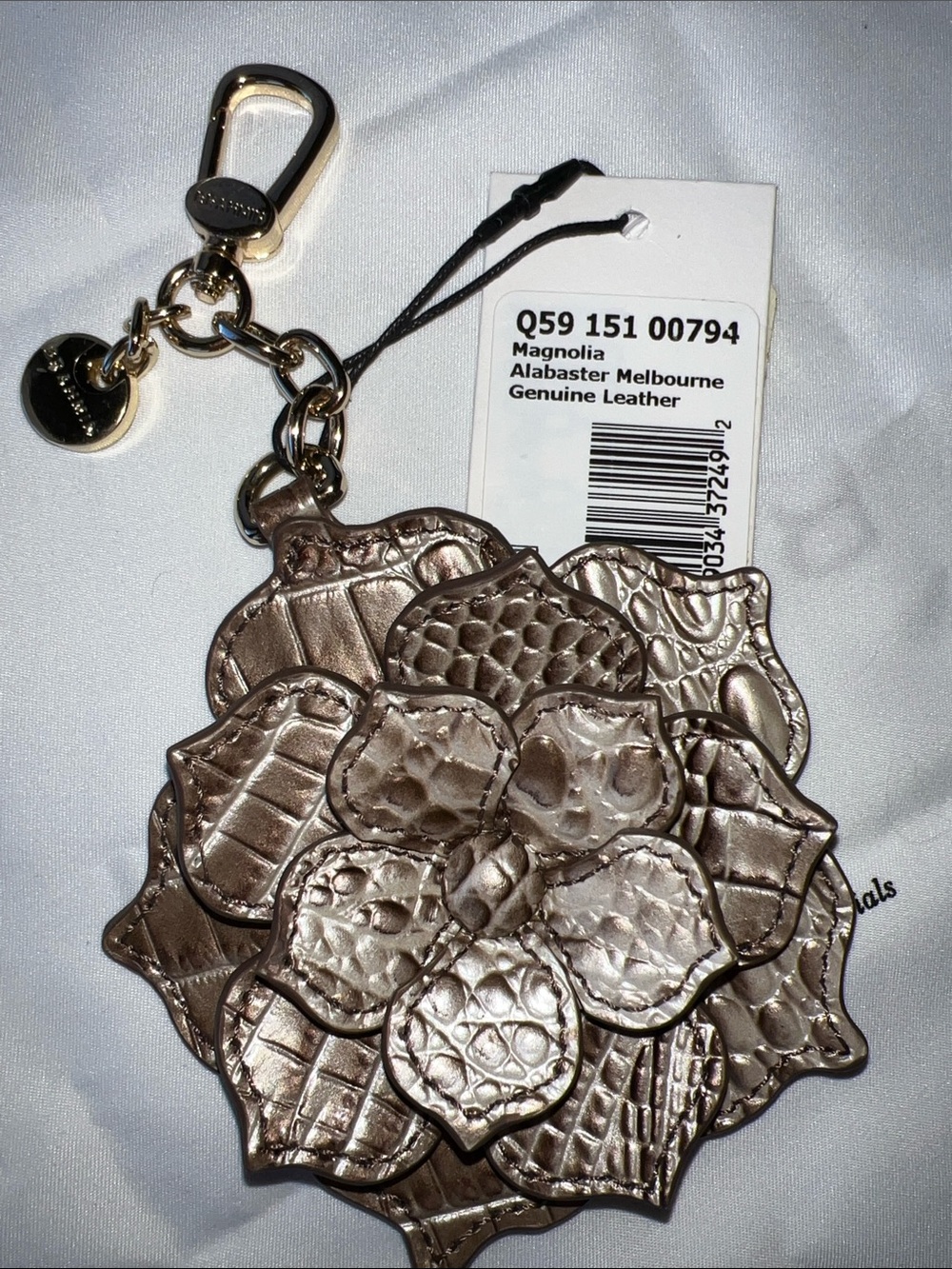 Brahmin Alabaster Magnolia charm key fob NWT